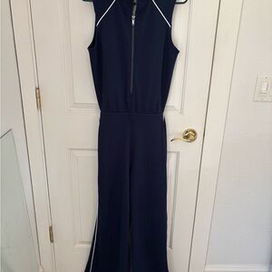 SPANX Dark Blue Airpique Zip-Front Jumpsuit
